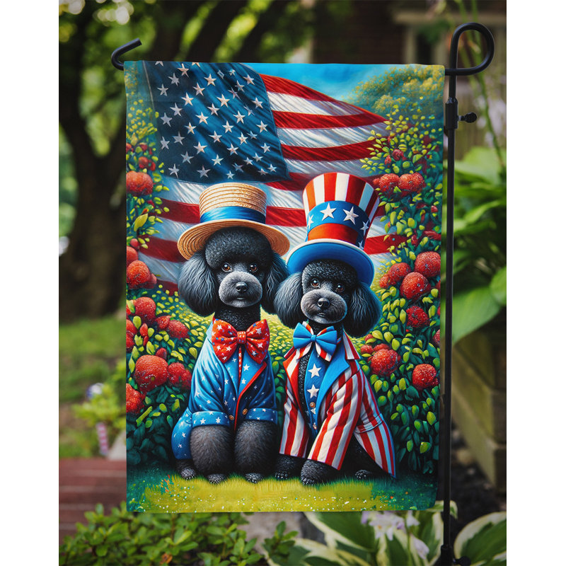 Drapeau All American Garden, Vert / bleu / caniche rouge