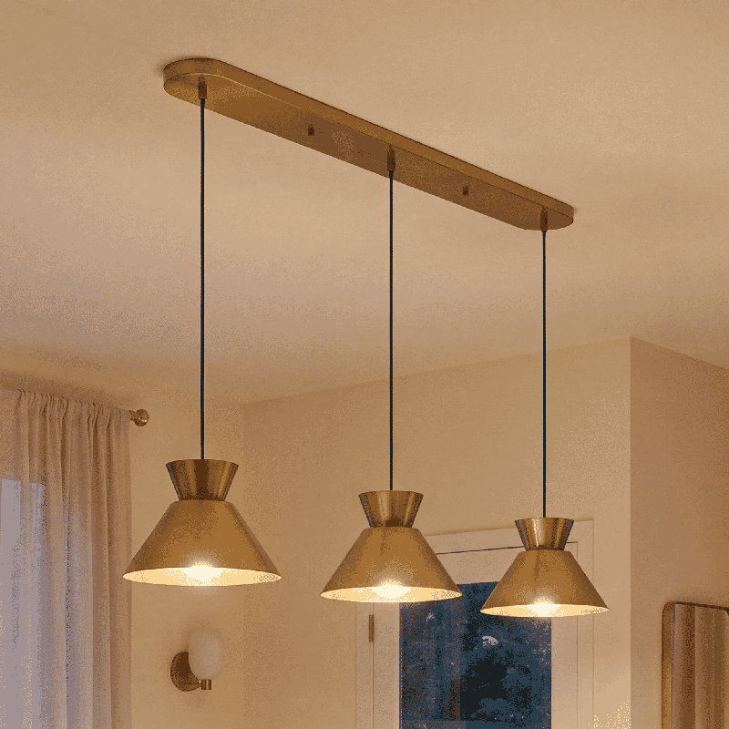 Lustre linéaire à 3 lumières Ohiremen, Noir mat