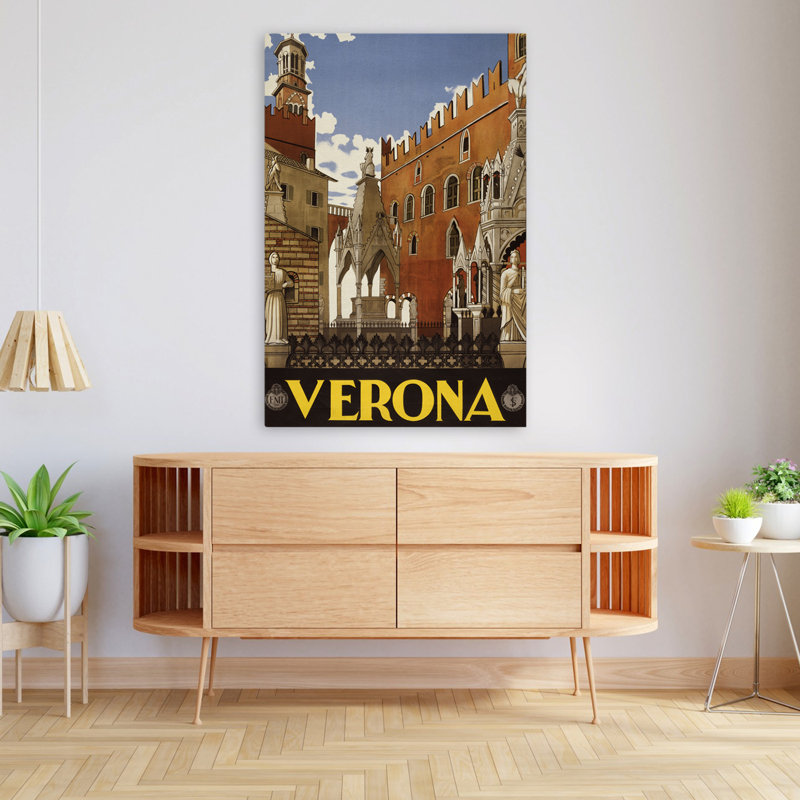 Verona Minimalist; Illustration de voyage et carte moderne, H 48 po x l 32 po