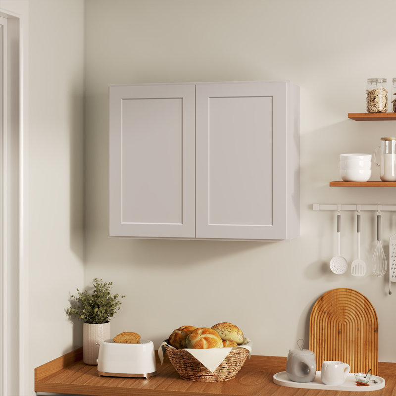 HOMEIBRO Meuble mural standard Shaker en contreplaqué, prêt à assembler, 91,4 cm (L) x 30,5 cm (P) x 61 cm (H), couleur gris tourterelle, 91,4 cm (L) x 30,5 cm (P) x 61 cm (H)
