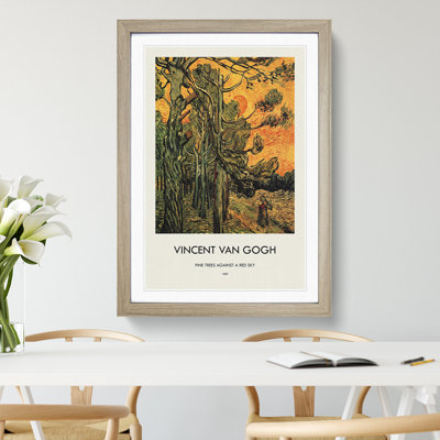 Pine Trees Against a Red Sky Print by Vincent Van Gogh - Picture Frame Painting