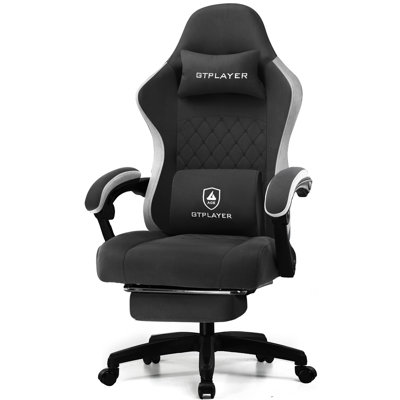 GTPLAYER Gaming Chair, Computer Office Chair with Pocket Spring Cushion, Linkage Armrests and Footrest, High Back Ergonomic Computer Chair with Lumbar