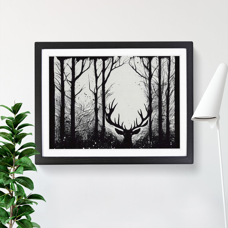 Stag Deer Forest Abstract - Framed Print