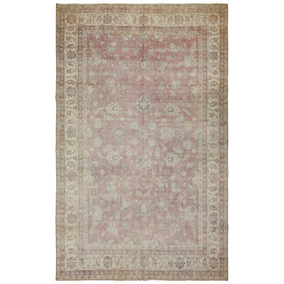 Vintage Wash One-of-a-Kind Rectangle 6'7" X 10'4" 1940s Area Rug Pink