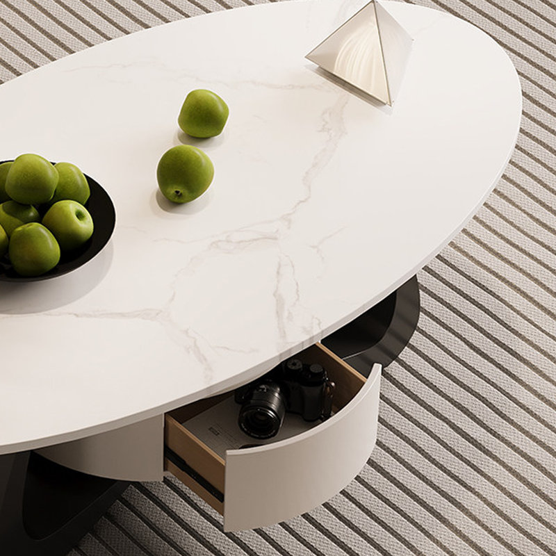 Table basse moderne de luxe italien, H 16,53 po x L 47,24 po x l 23,62 po, Noir