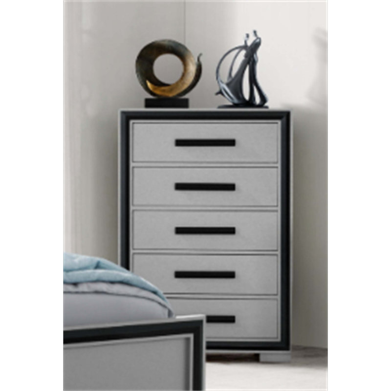 Commode à finition élégante, Noir / argenté