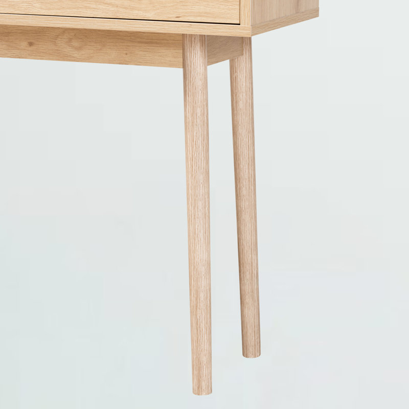 Willumsen Console Table, Two-Drawers, metal handles, Oak Brown 29.50'' H X 39.40'' W X 11.80'' D