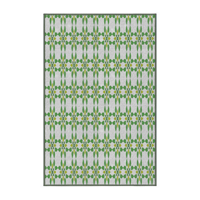 Tapis vert/blanc tissé à la machine