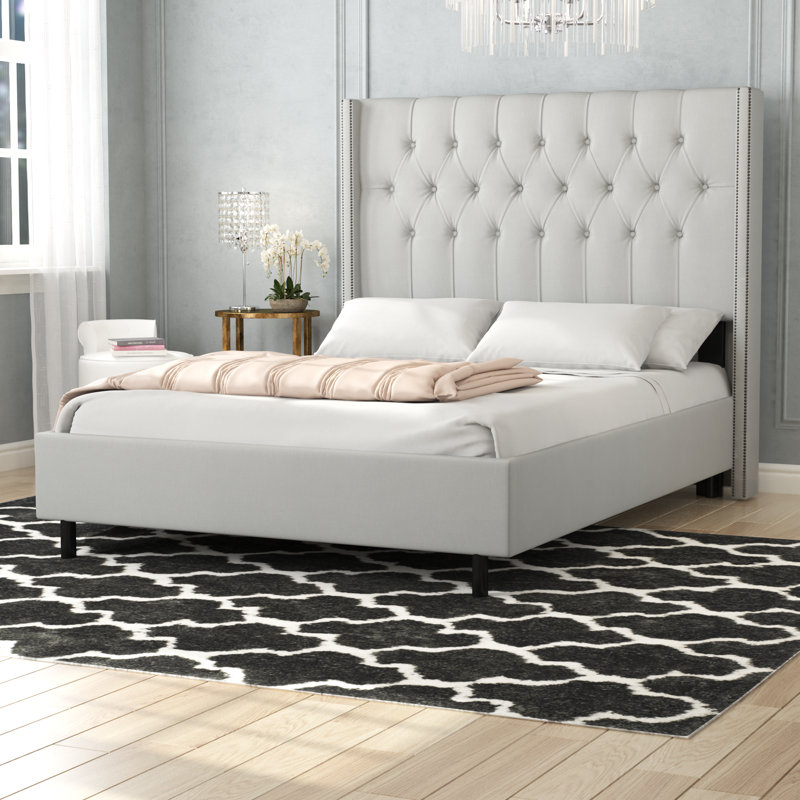 Danieal Upholstered Standard Bed, Shantung Khaki, Full
