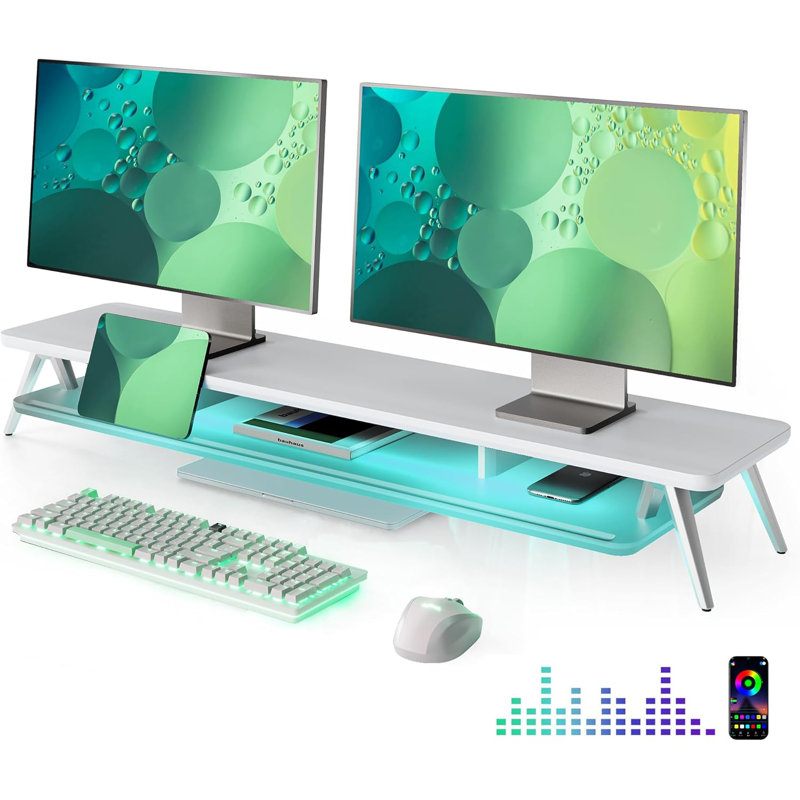 Wood Monitor Stand, White