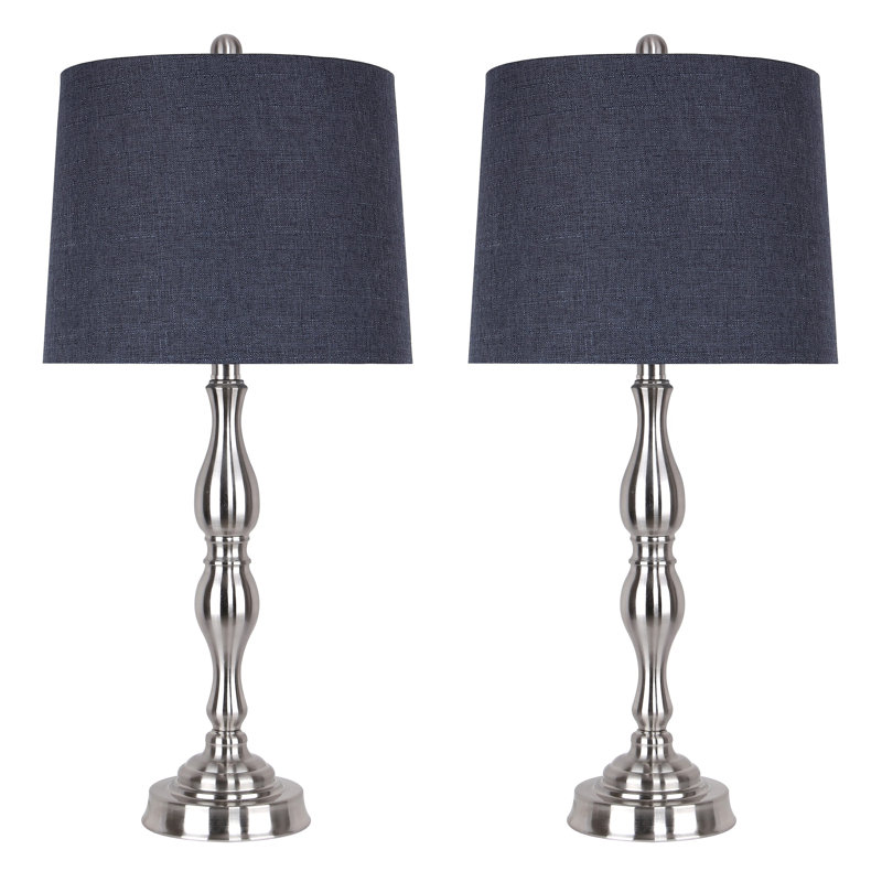 Ensemble de lampes de table 27,5 "Atterberry, Nickel brossé, Bleu marine