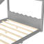 Structure de lit pour grand lit avec lattes de support pour enfants, structure de lit en bois massif avec structure d'ouverture, plate-forme de lit de jour à profil bas pour filles, sans sommier, gris-24601606