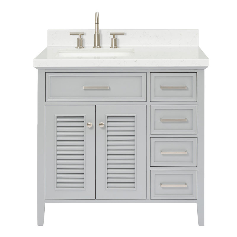 Kensington 43'' W Single Vanity, White, 36.25", White Carrara Quartz