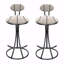 Ensemble de 2 chaises de salle à manger, tabourets de bar rembourrés et tabourets de bar à hauteur de comptoir rayés-690502095
