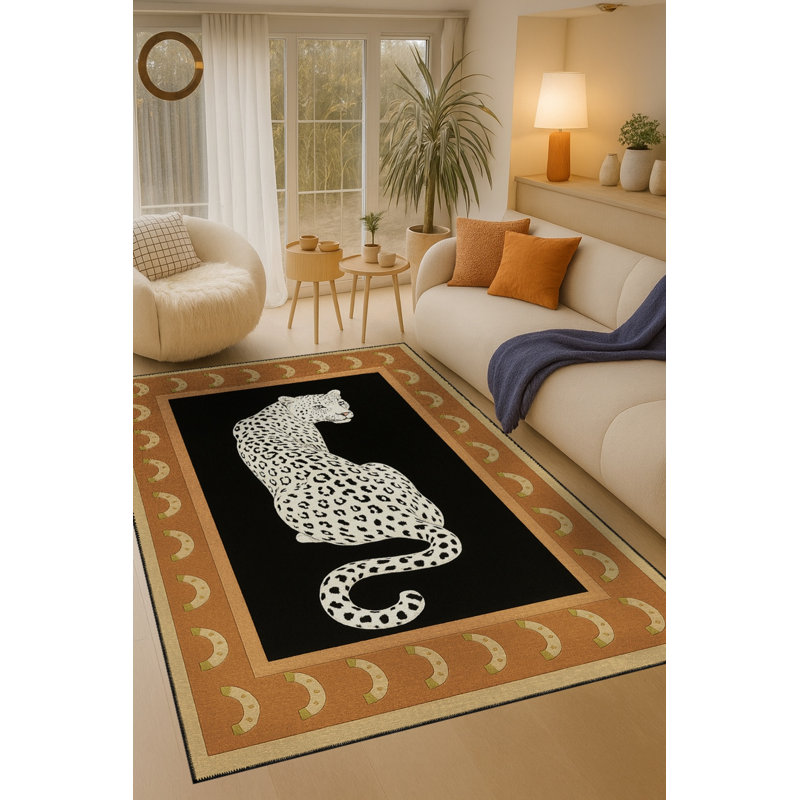 Tapis brun tissé à imprimé tigre Mosso, 4'11" x 7'7"