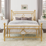 Ajayceon Metal Platform Bed Frame With Vintage-Style Headboard And Footboard