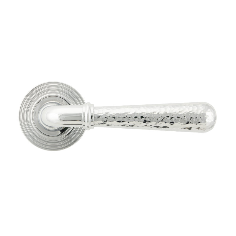 Hammered Newbury Lever on Rose Set (Beehive), Polished Chrome