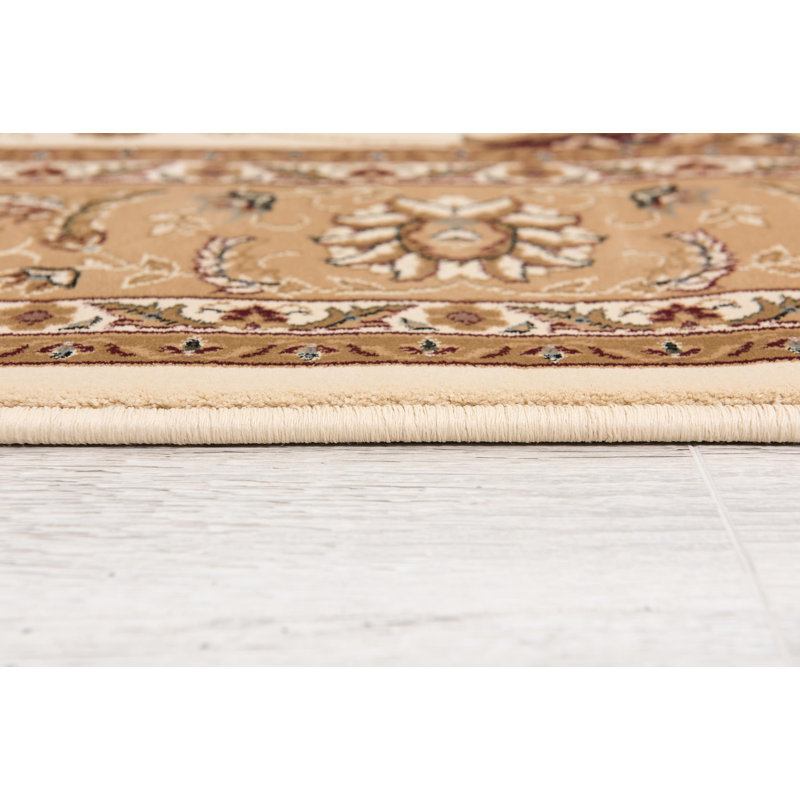 Tapis d'intérieur / beige à motif médaillon persan beige / crème 5 pi x 7 pi (5 pi 3 po x 7 pi 5 po) Yasmin
