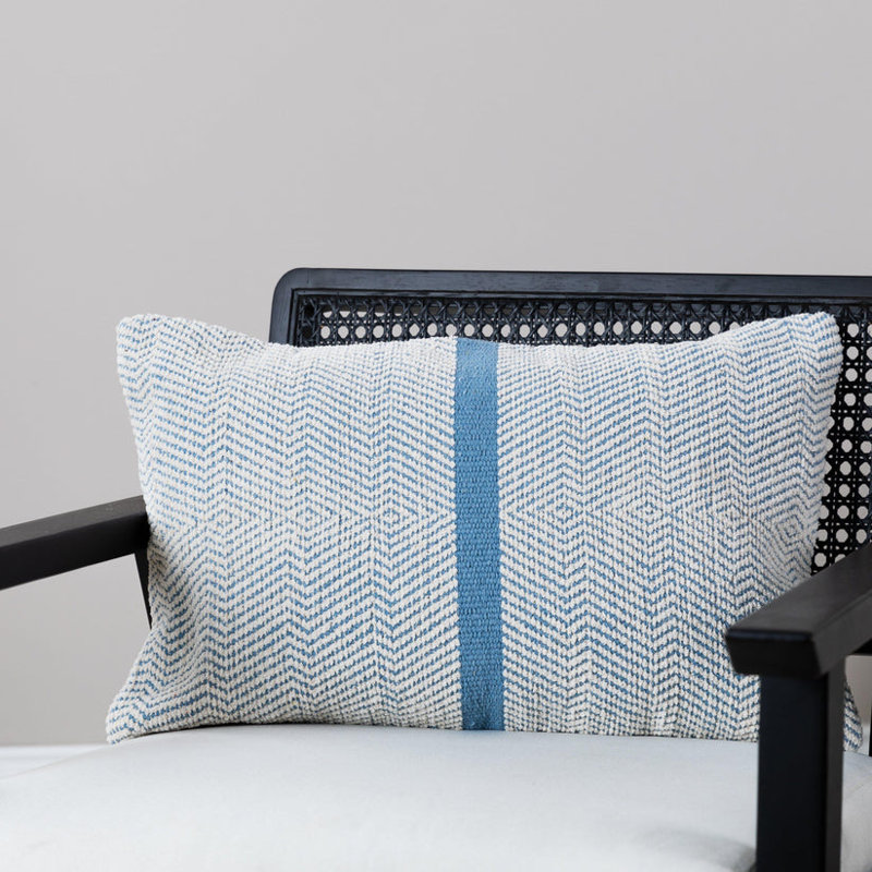 Neruda Geometric Rectangular Lumbar Pillow Cover, Horizon Blue