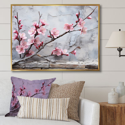 Fleurs de cerisier rose fin de l'hiver - art mural cerisier en fleurs