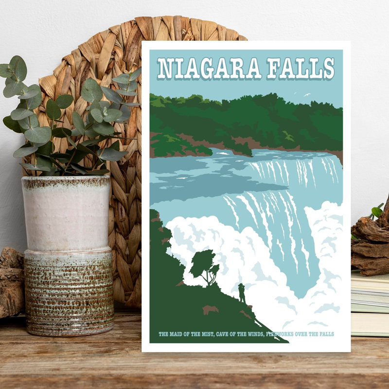 Majestic Niagara Falls Abstract Contemporary Landscape Nature Wall Art Print 1 Piece Wrapped Canvas Wall Art