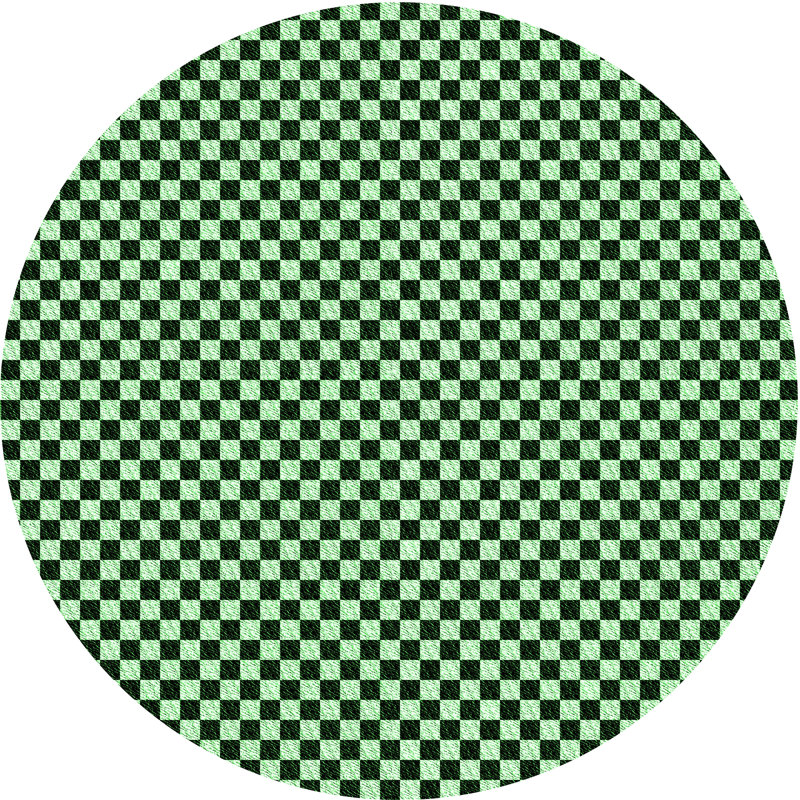 Tapis vert en laine à carreaux Dulin, Rond 6 pi