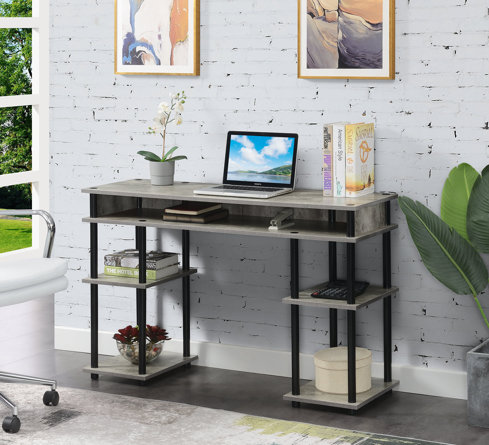 Edwin No Tools Writing Desk with Shelves
