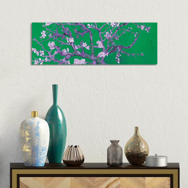 Almond Blossom On Green by Vincent Van Gogh - Wrapped Canvas Panoramic Print, 30.48cm H x 91.44cm W x 1.91cm D