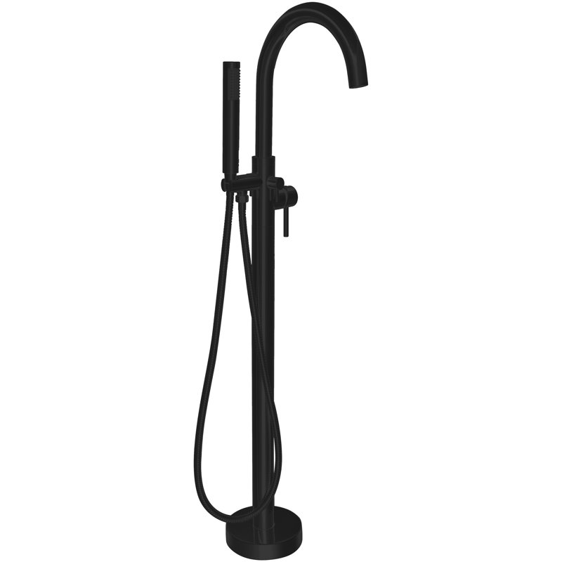 2 Handle Floor Clawfoot Tub Faucet with Diverter, Matte Black