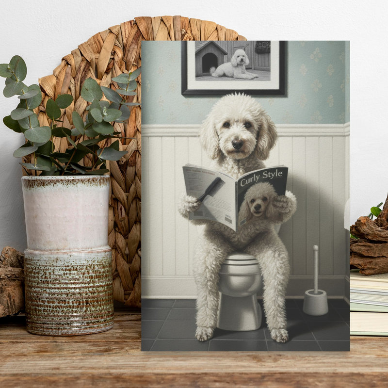«Curly Dog», lecture d'art contemporain de chien, H 18 po x l 12 po