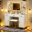 Ensemble de coiffeuse Mercer41 blanche l 43,3 po avec miroir éclairé tactile et tabouret avec tiroirs en verre-37457880