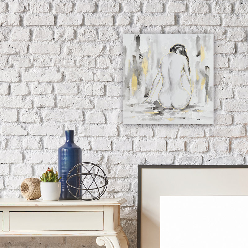 Dame nue - peinture sur toile tendue, H 12 po x l 12 po x P 1,5 po