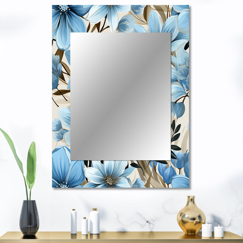 Motif floral Ayotomiwa Blue Coastal Harmony - miroir mural floral, 40 po x 30 po
