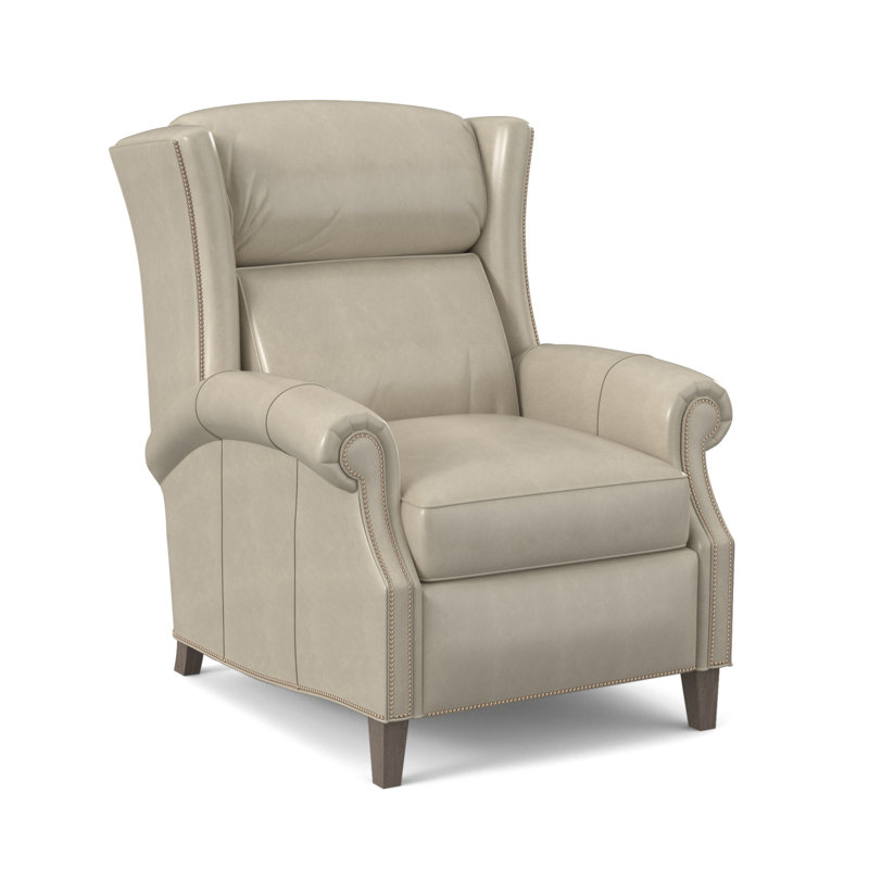 Broderick Recliner, #9 Nickel, Outsider Raven Genuine Leather, Stone