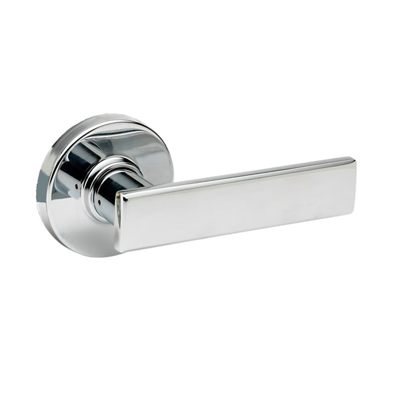 Double levier de porte factice de style résidentiel Craftsman, Acier inoxydable poli