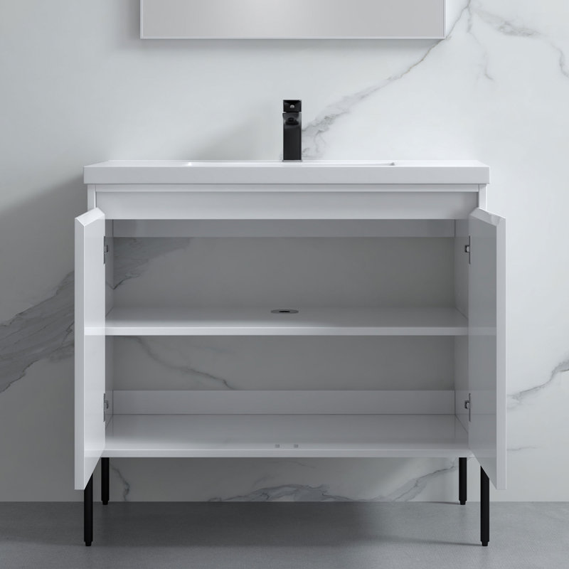 Ensemble de meuble-lavabo simple 36 po Ladaryl, Blanc, Noir