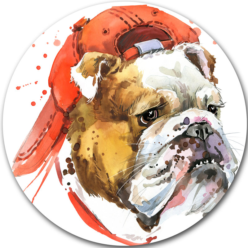 « bouledogue illustration art », reproduction d’art sur métal, H 38 po x l 38 po x P 1 po