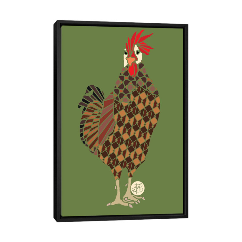 « poulet » par angelika parker, impression sur toile tendue, H 26 po x l 18 po x P 1,5 po, Toile avec cadre noir
