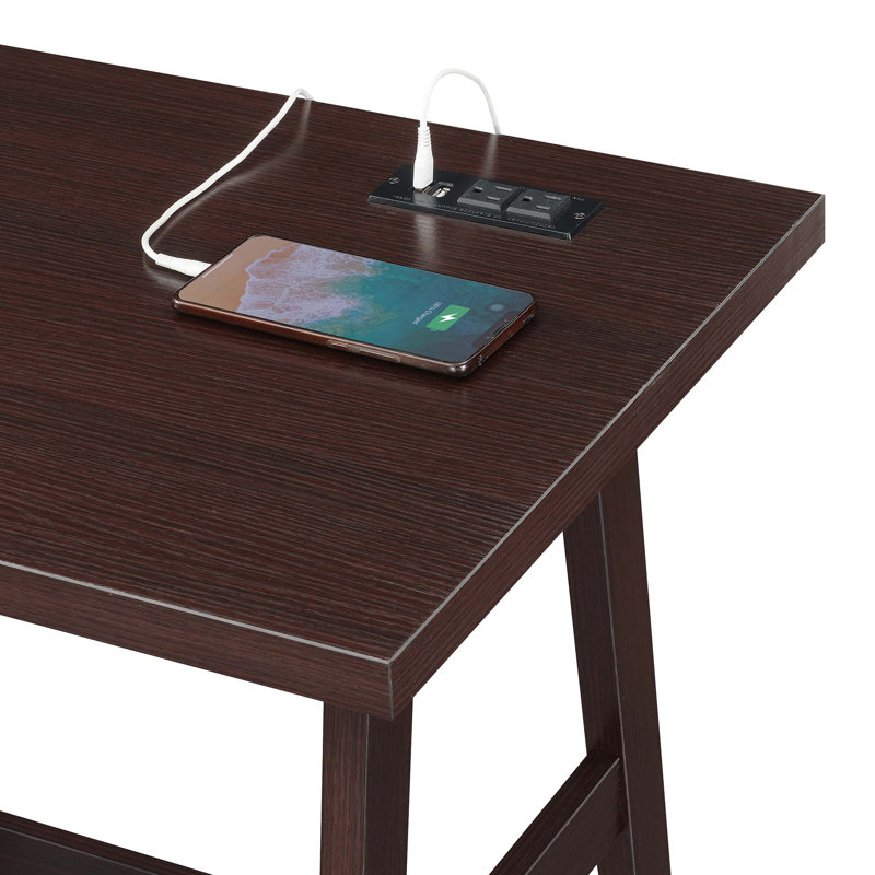 Bureau d'ordinateur avec prises intégrées Saribek, Espresso
