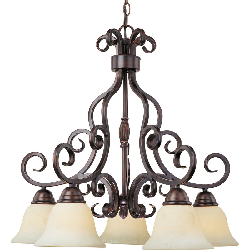 Lustre classique/traditionnel ombré 5 lumières Amelia, Bronze frotté à l'huile