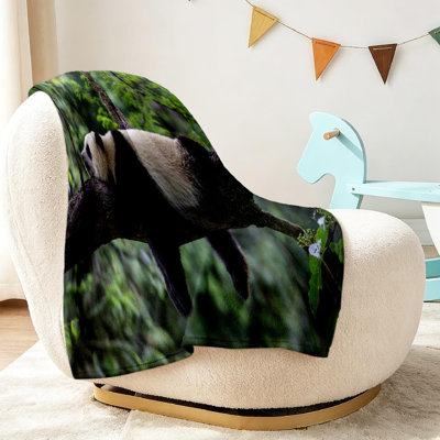 Jeté en flanelle transparente molletonné, imprimé panda