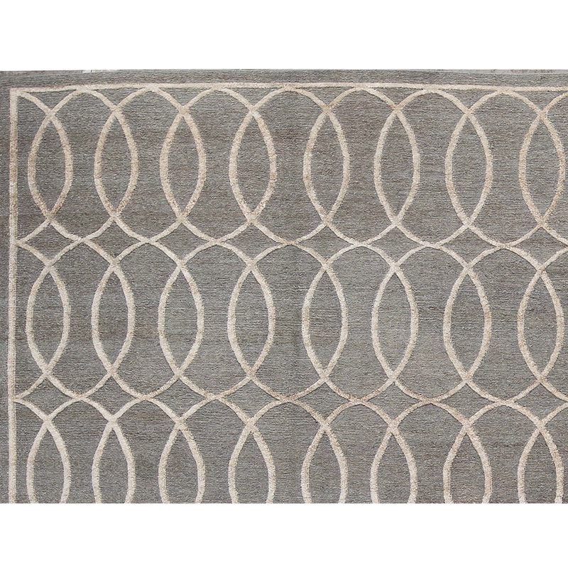 Geometric Area Rug in Dark Moss Green