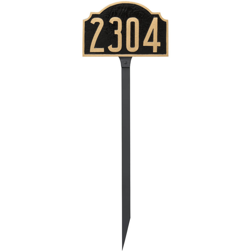 Plaque d'adresse de luxe sur 1 ligne, Noir / or