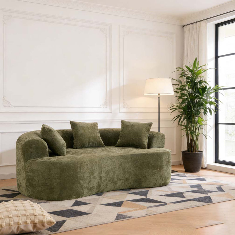 modern Crescent-shaped sofa, Green 11