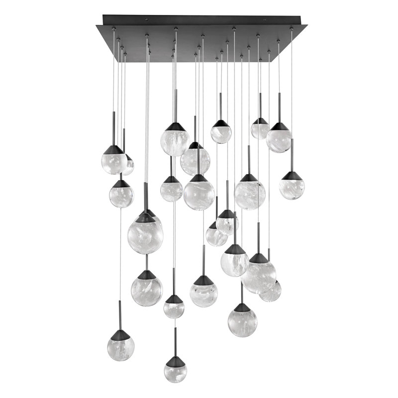 Quest 25 Light Crystal LED Multi-Light Pendant, Black
