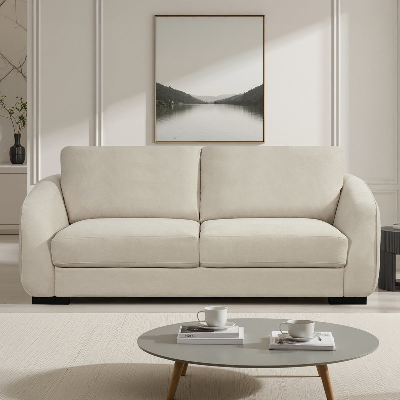 Alivyah 3 Seat Compact Fabric Sofa, Beige