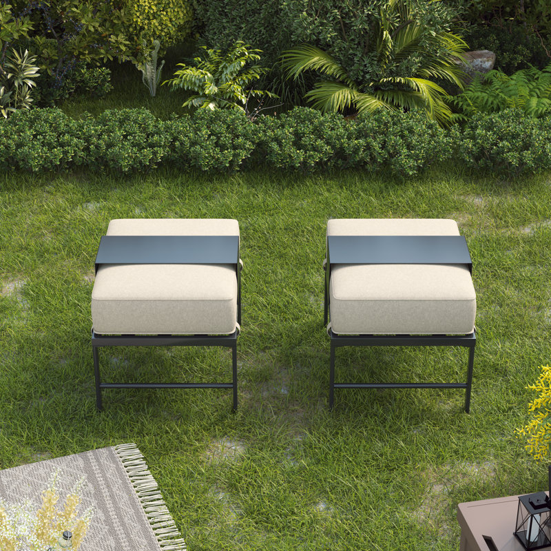 2-Person Footstools, Black Frame/Beige Base