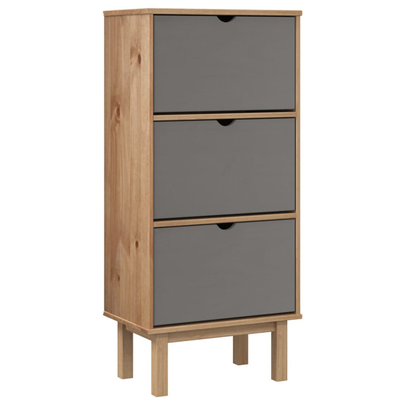 6 Pair Shoe Storage Cabinet, Gray/Bronw