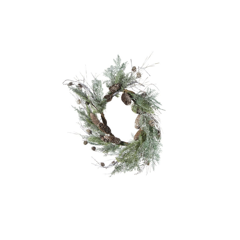 Couronne de pin artificielle 23,6 "avec pommes de pin, décoration de porte verte toute l'année