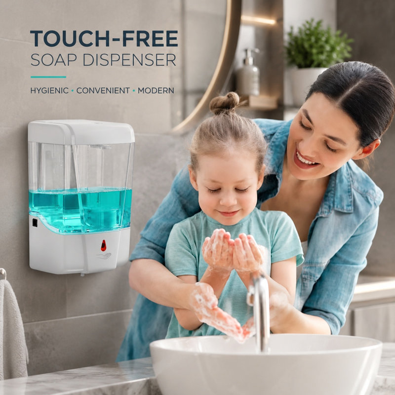 Wall Mounted Touchless Hand Sanitizer and Soap Dispenser 700 mL White